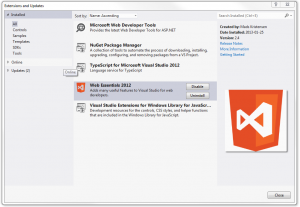 Visual Studio 2012 Extensions and Updates dialog